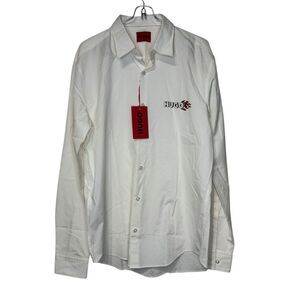 Hugo Boss Men's Dress Shirt Casual Formal Slim Fit Elisha Solid White XXL NWT‎